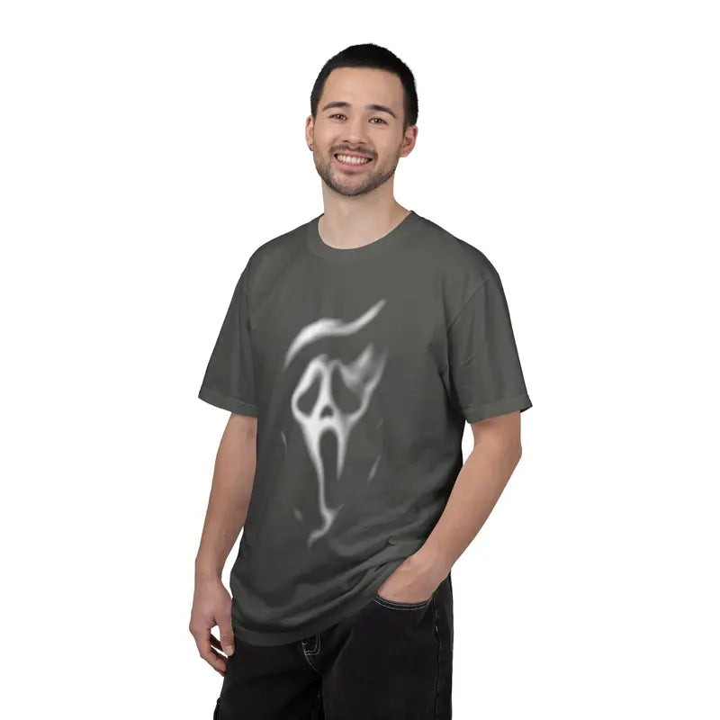 Ghostface Graphic T-Shirt - Premium Comfort Colors Halloween Tee with Horror Mask Design