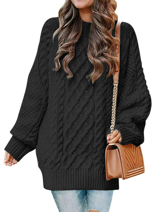 Women's Oversized Cable Knit Chunky Pullover Sweater