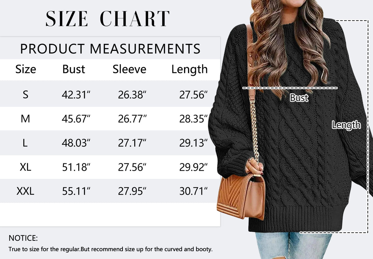Women's Oversized Cable Knit Chunky Pullover Sweater
