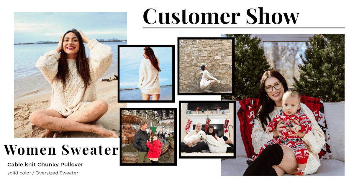 Women's Oversized Cable Knit Chunky Pullover Sweater
